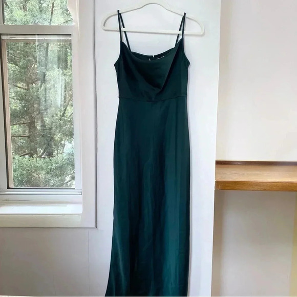 NWT Anthropologie Sachin Babi Cali Satin Cowl Neck Slip Dress Emerald Green - Picture 6 of 11
